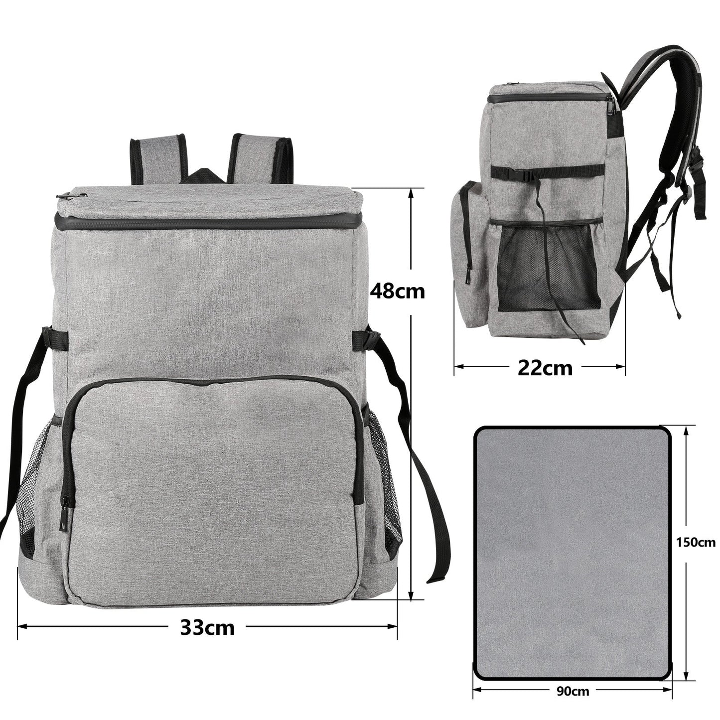 Kühlrucksack Thermo Rucksack 35L mit Picknickmatte | Brehn