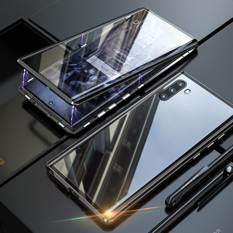 Magnetisches gehärtetes Glas doppelseitige Telefonhülle für Samsung