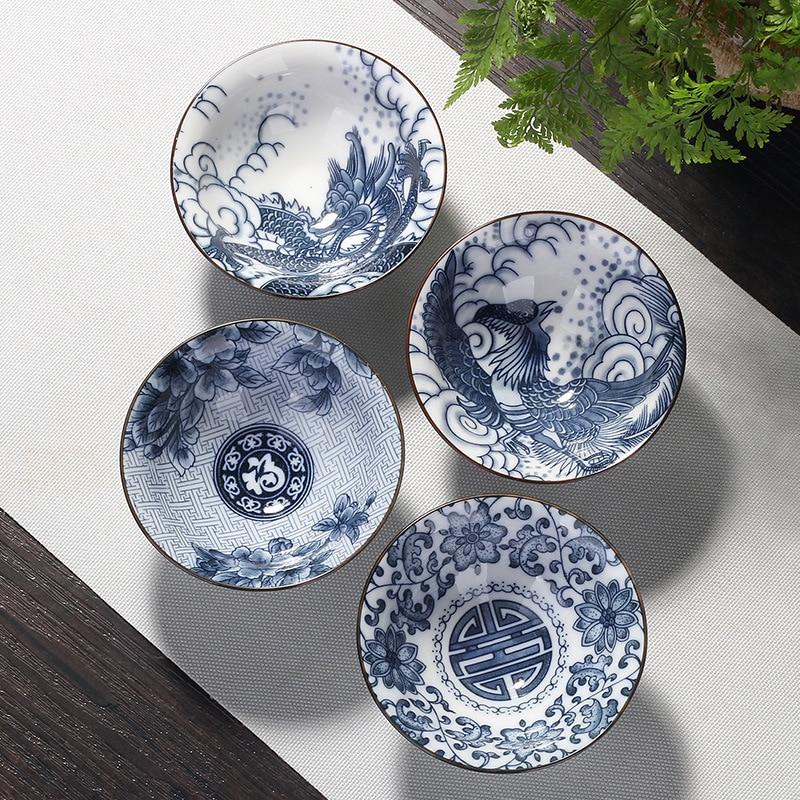 4-teiliges Blau und Weiß Porzellan Teetassen Set | Brehn