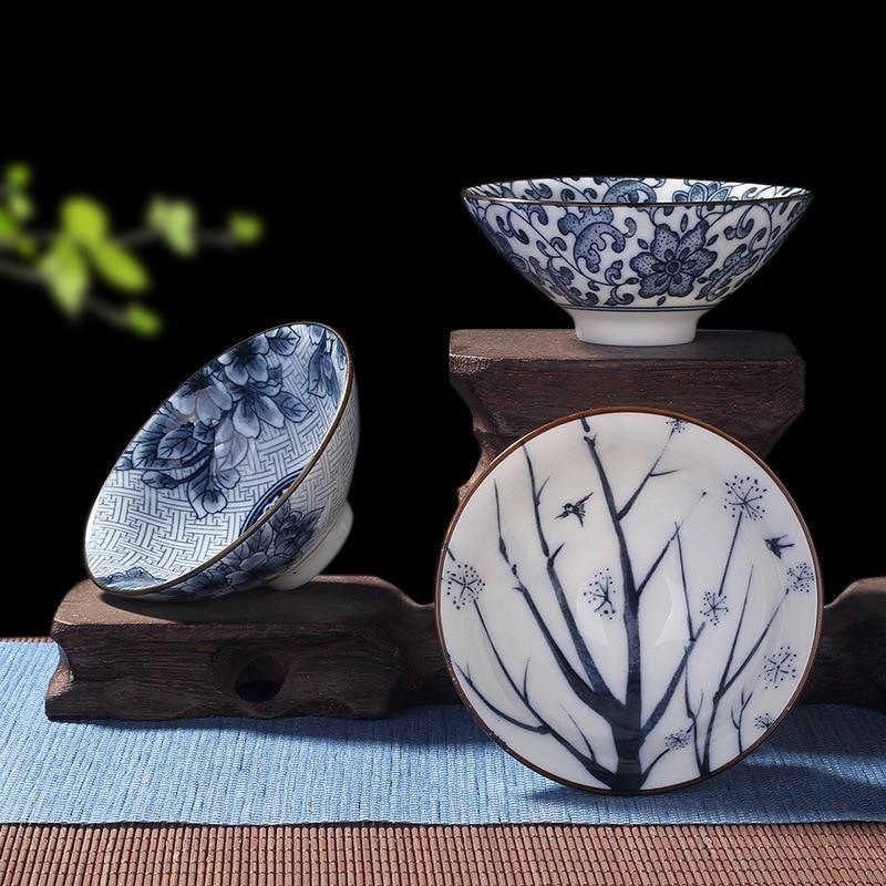 4-teiliges Blau und Weiß Porzellan Teetassen Set | Brehn