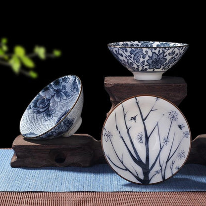 4-teiliges Blau und Weiß Porzellan Teetassen Set | Brehn