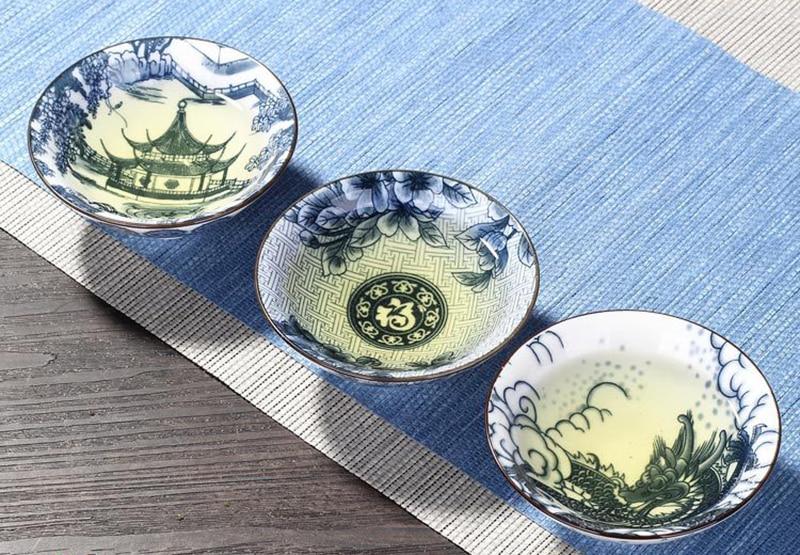 4-teiliges Blau und Weiß Porzellan Teetassen Set | Brehn