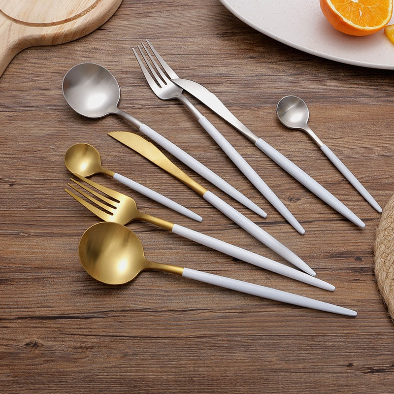 4-teiliges Restaurant aus Platin Kreatives Buntes Küchenbesteck Set | Brehn