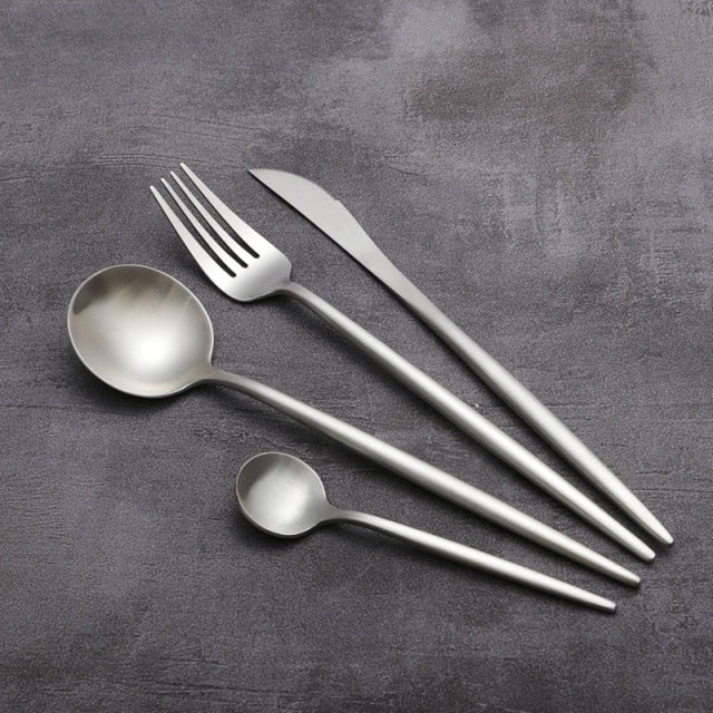4-teiliges Restaurant aus Platin Kreatives Buntes Küchenbesteck Set | Brehn