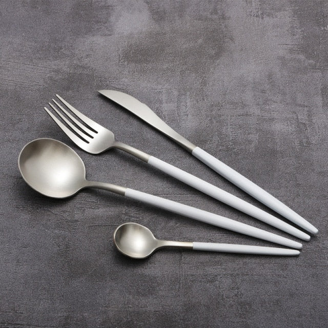 4-teiliges Restaurant aus Platin Kreatives Buntes Küchenbesteck Set | Brehn