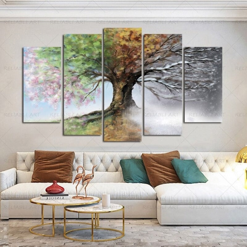 5 Panels "Saisonale Baum"-Wandkunst Modular Bilder Poster