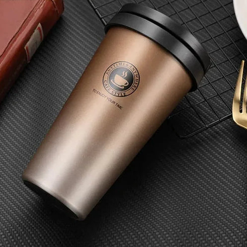 WarmCold Isolierbecher – Edelstahl Reisebecher 500 ml mit Schiebedeckel | Brehn