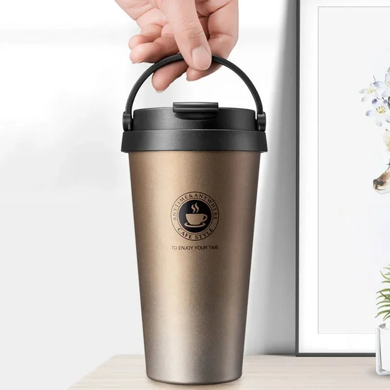 WarmCold Isolierbecher – Edelstahl Reisebecher 500 ml mit Schiebedeckel | Brehn