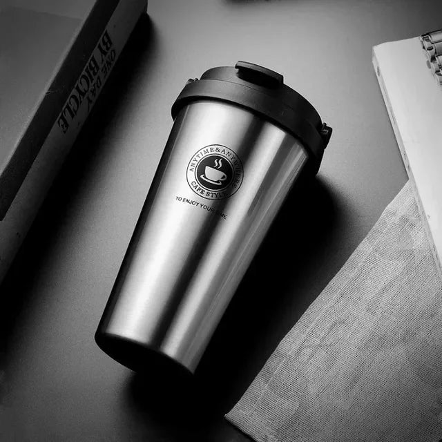 WarmCold Isolierbecher – Edelstahl Reisebecher 500 ml mit Schiebedeckel | Brehn