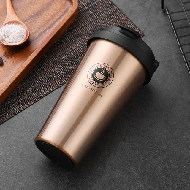 WarmCold Isolierbecher – Edelstahl Reisebecher 500 ml mit Schiebedeckel | Brehn