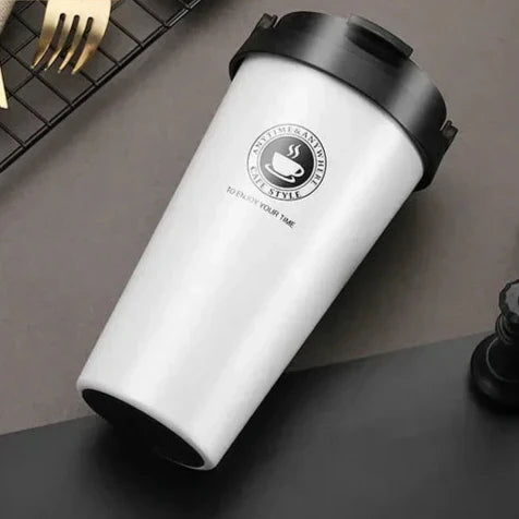 WarmCold Isolierbecher – Edelstahl Reisebecher 500 ml mit Schiebedeckel | Brehn