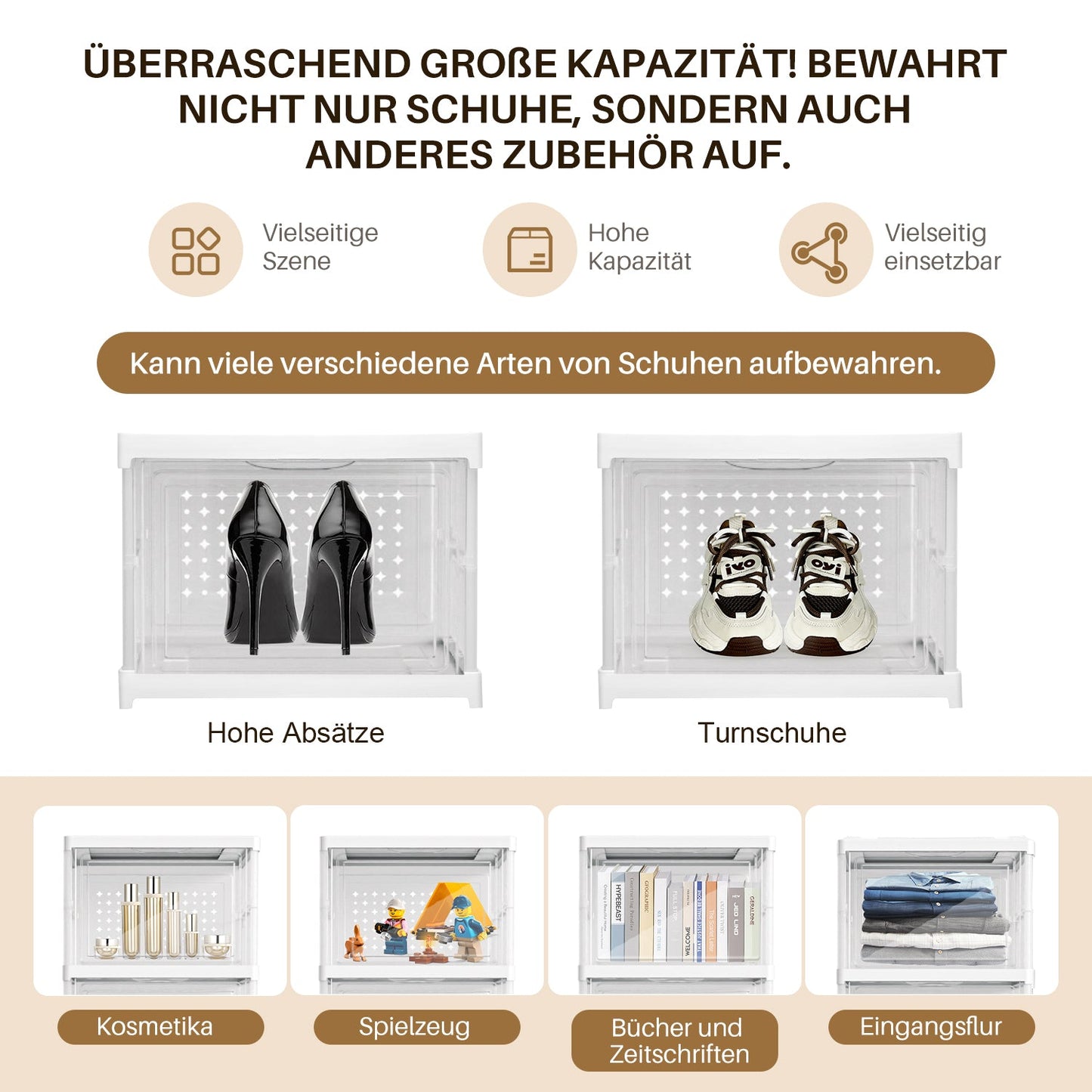 6 Ebenen Schuhboxen Aufbewahrungsbox Stapelbar | Brehn