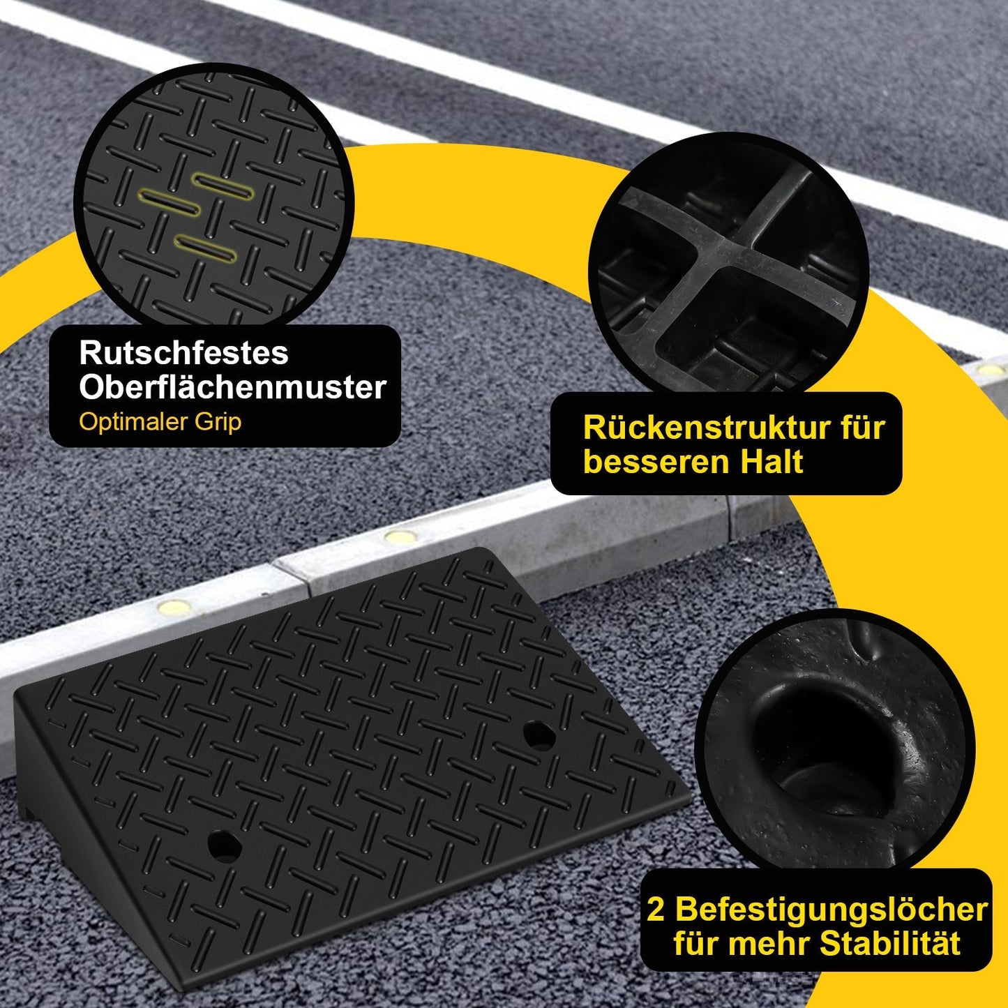 2er Pack Bordsteinrampe Gummi Auffahrrampe 3T | Brehn