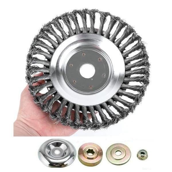 SteelTwist Unkrautbürste – 360° Trimmerklinge aus geflochtenem Stahl (15 cm) | Brehn
