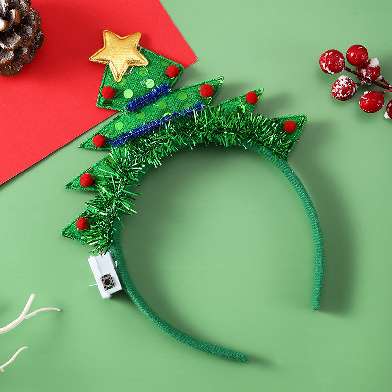 Brehn | IPC Weihnachten Haarband Leuchtendes Stirnband Weihnachtsbaum Schneeflocke Haarband Hirschgeweih Licht Blinkendes Kopfschmuck Frohe Weihnachten Geschenk