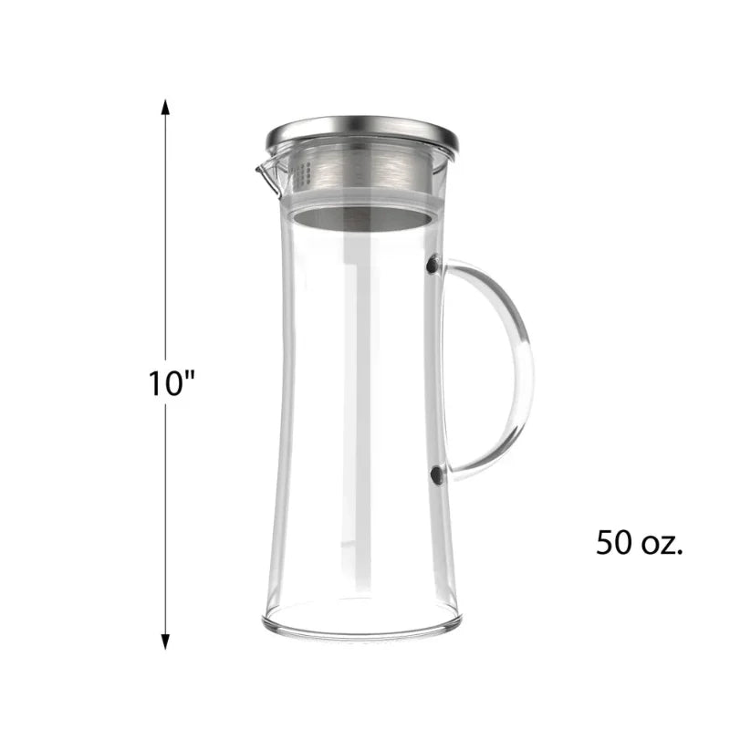 50oz hitzebeständige Glaskanne mit Edelstahlfilter und auslaufsicherem Deckel | Brehn