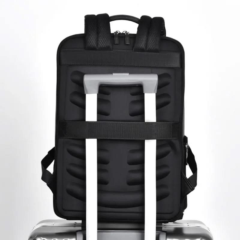 Eleganter Lederrucksack für Damen und Herren mit USB-Anschluss für Laptop und den täglichen Gebrauch, 15,6 Zoll, schwarz