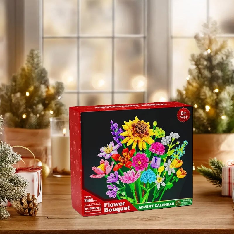 Brehn | Blumenstrauß Bauklötze Weihnachts Adventskalender Set - Weihnachtsgeschenk
