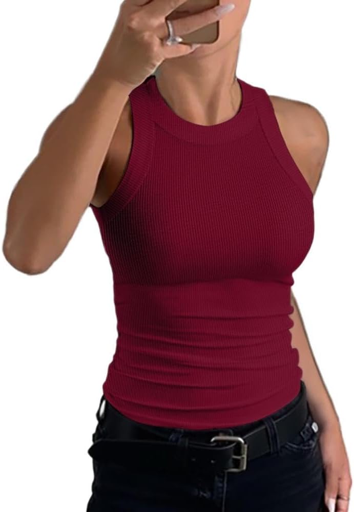 Brehn | Damen Rippen-Rückenfreies Tanktop
