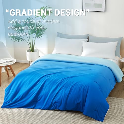 Kühlende Bettdecke absorbiert Körperwärme, um kühl zu bleiben, doppelseitige Kühldecke für heiße Schläfer Cool Fabric Q-Max>0.5, leichte Sommer-Bettdecke kalte Decke, gradient dunkelblau | Brehn