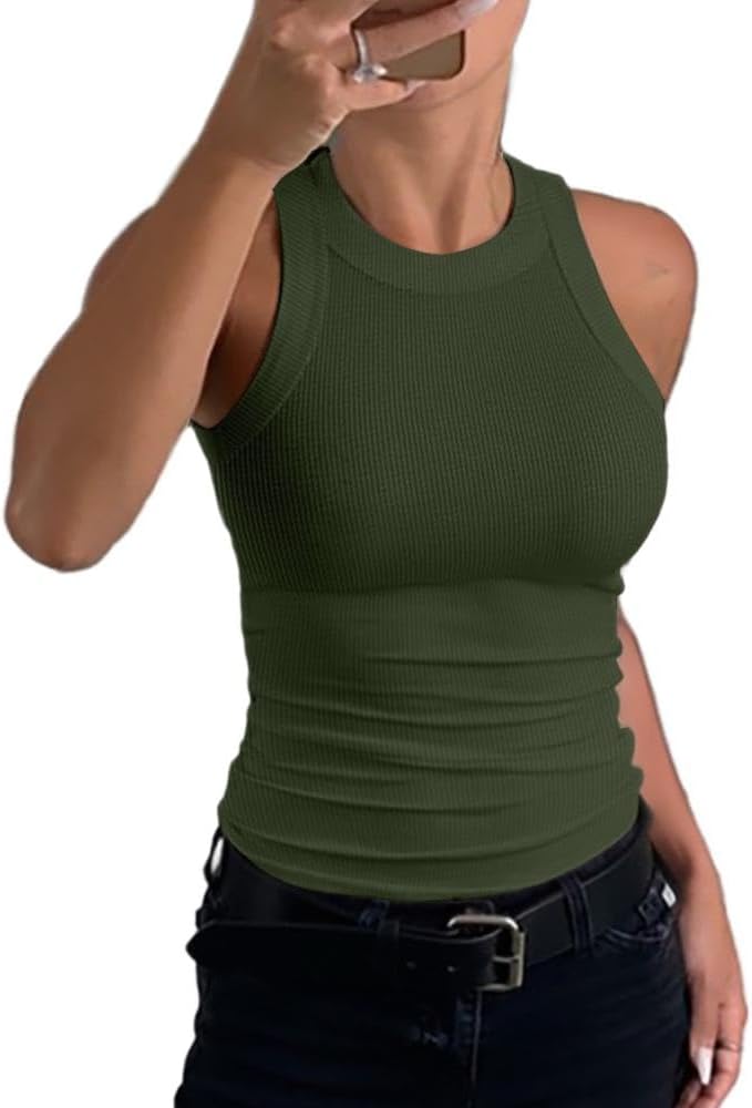 Brehn | Damen Rippen-Rückenfreies Tanktop