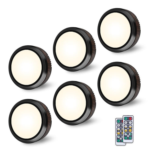 Brehn | Leastyle Fernbedienung Led Puck Licht, dimmbar batteriebetrieben Unterbauleuchte - 6er Pack Naturweiß