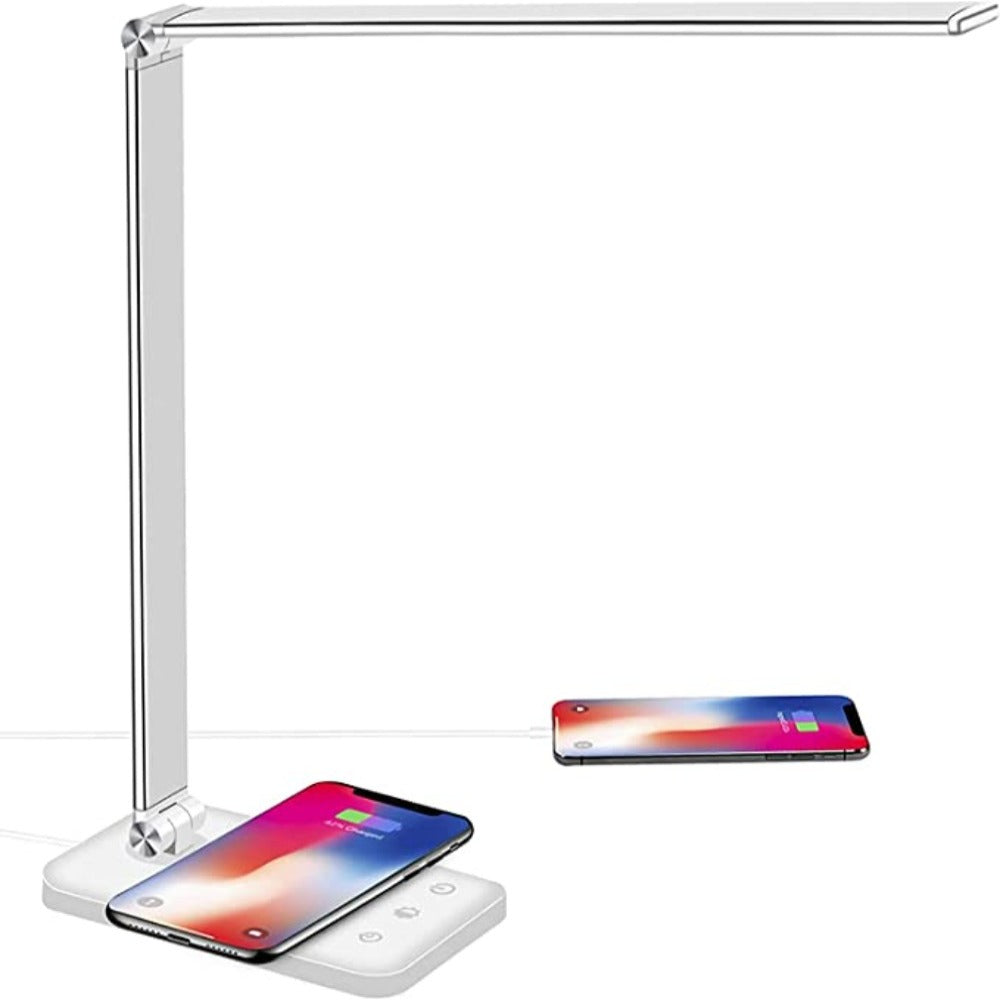 LED Tischlampe mit USB-Ladeanschluss - 5 Lichtstufen & dimmbare Helligkeit für Schreibtisch und Lesen | Brehn