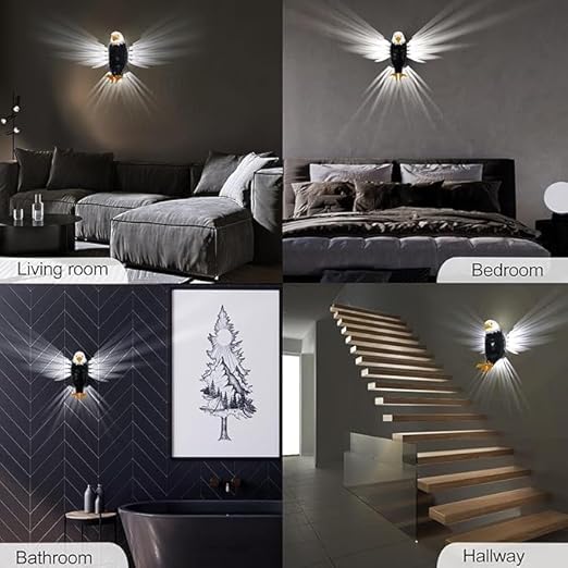 3D-Adler-Wandleuchte | Patriotische LED-Lampe | PETG-Material | Warmweißes Licht