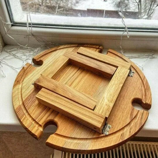 Brehn | Holz Klapp-Picknicktisch für den Außenbereich mit Glashalter
