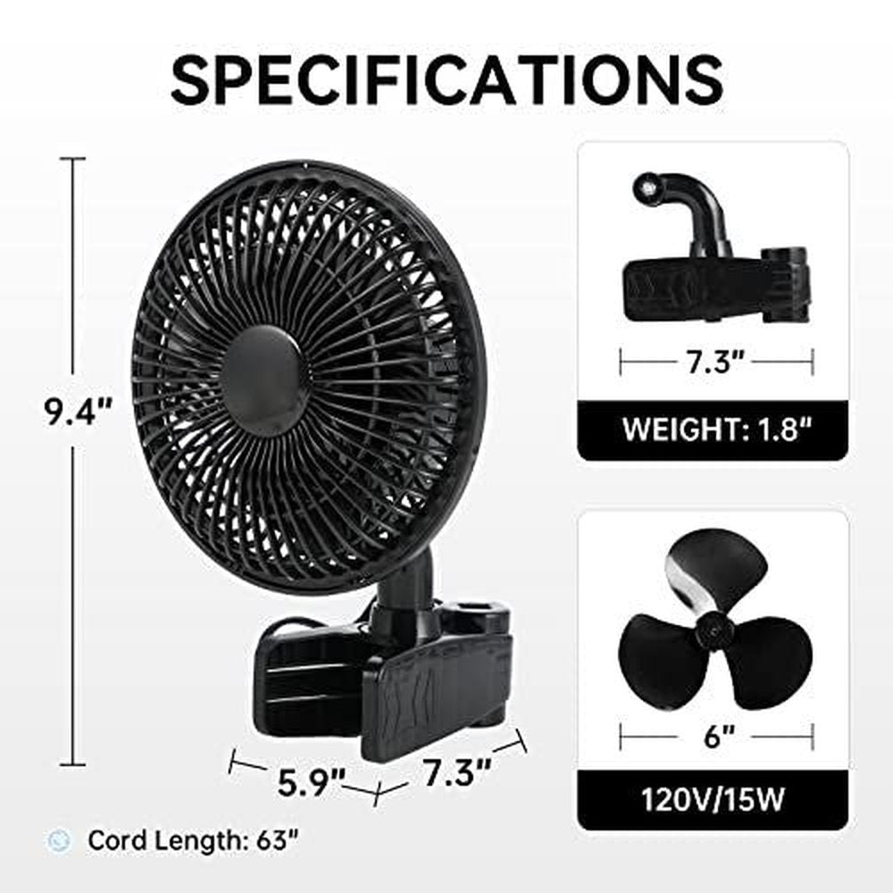Grow Tent Pole Clip Ventilator Monkey Ventilator 6 Zoll schwarz | Brehn