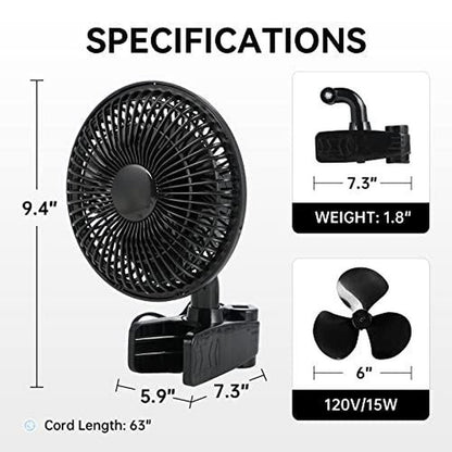 Grow Tent Pole Clip Ventilator Monkey Ventilator 6 Zoll schwarz | Brehn