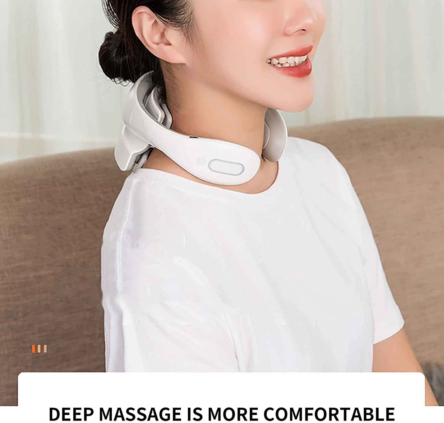Brehn | Nackenmassager mit Wärme, Schmerztherapie, intelligenter Nackenmassager, 4 Massageköpfe tragbarer Tiefengewebs-Triggerpunkt-Massager