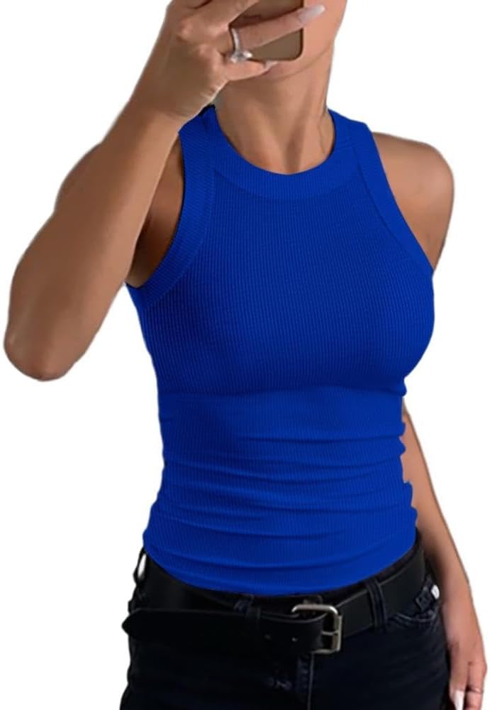 Brehn | Damen Rippen-Rückenfreies Tanktop
