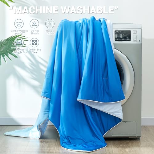 Kühlende Bettdecke absorbiert Körperwärme, um kühl zu bleiben, doppelseitige Kühldecke für heiße Schläfer Cool Fabric Q-Max>0.5, leichte Sommer-Bettdecke kalte Decke, gradient dunkelblau | Brehn