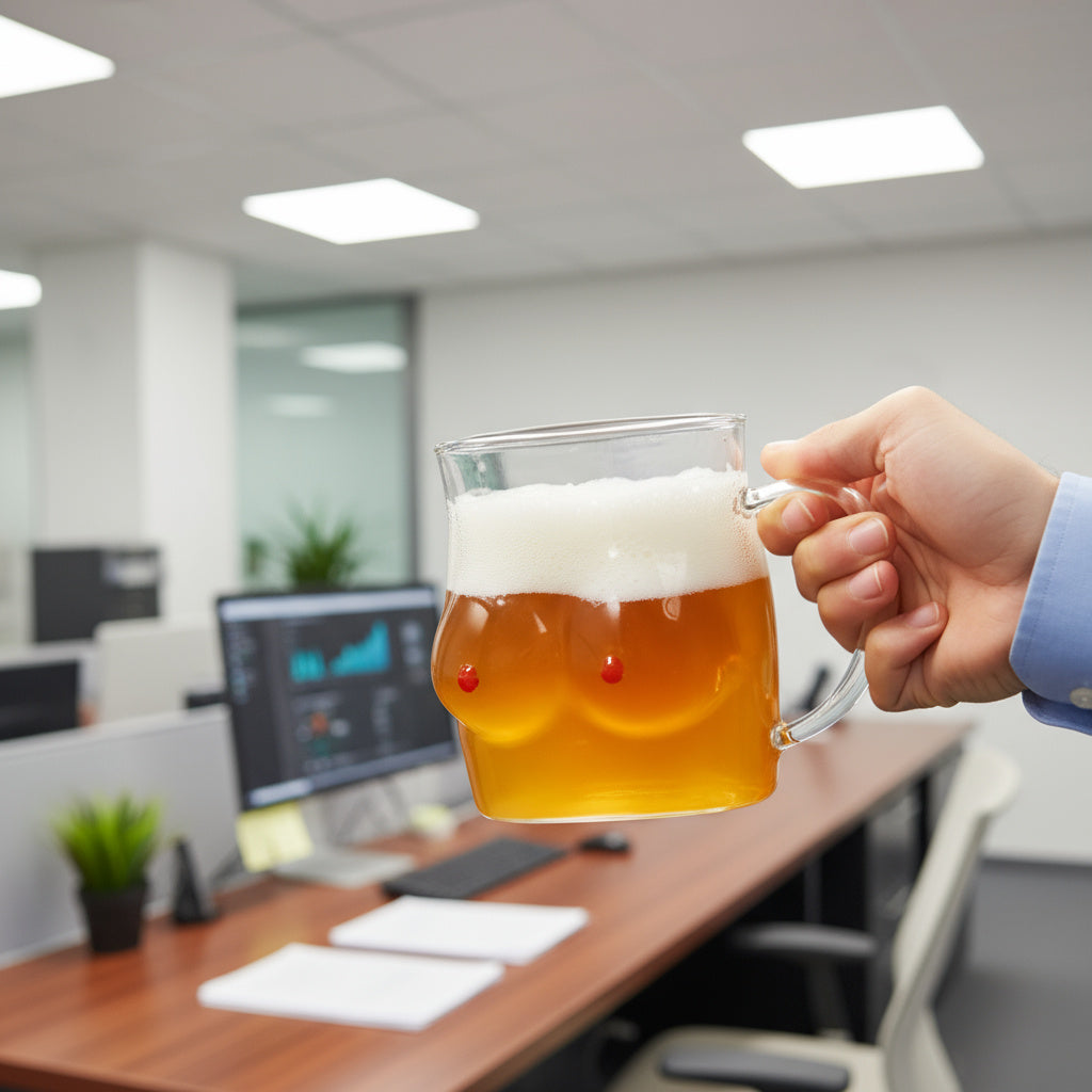 Brehn | Doppelwandige Chesty Form Glas Lustige Tasse