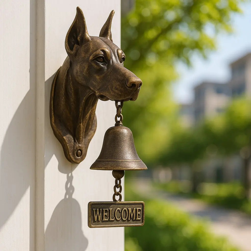 Willkommensglocke „Schäfer“ aus Bronze – Elegante Wandglocke mit Schäferhundmotiv