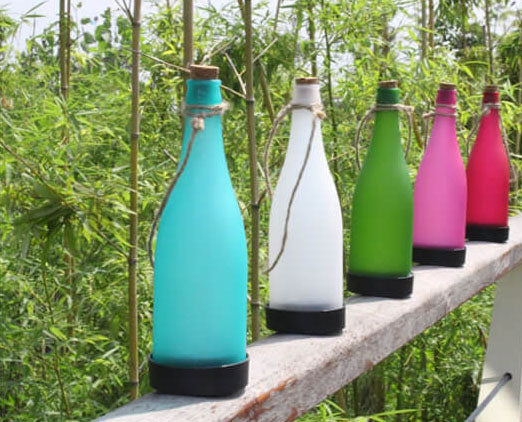 Brehn | 5 Stück Solar Weinflasche Licht Außen Deko Plastik LED Hängeleuchte