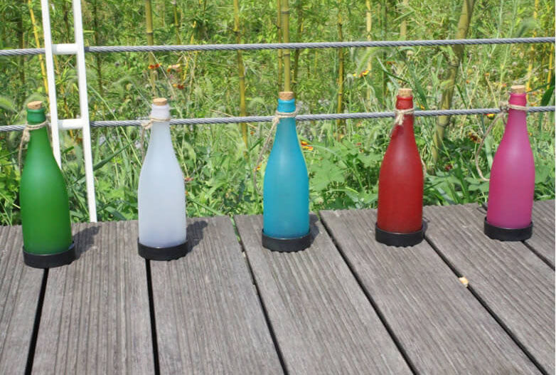 Brehn | 5 Stück Solar Weinflasche Licht Außen Deko Plastik LED Hängeleuchte