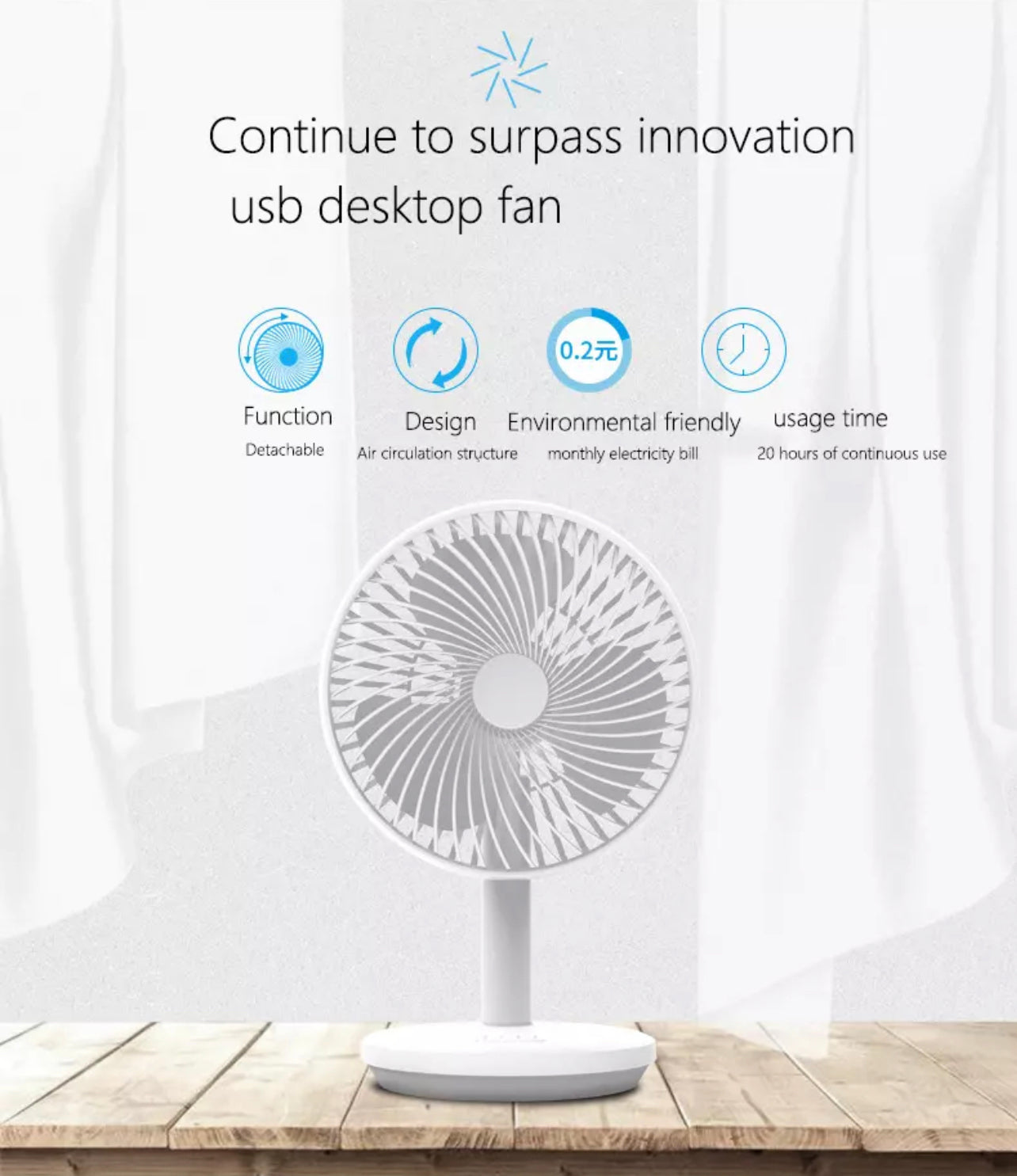 Wiederaufladbarer Mini USB Schreibtischventilator | Brehn