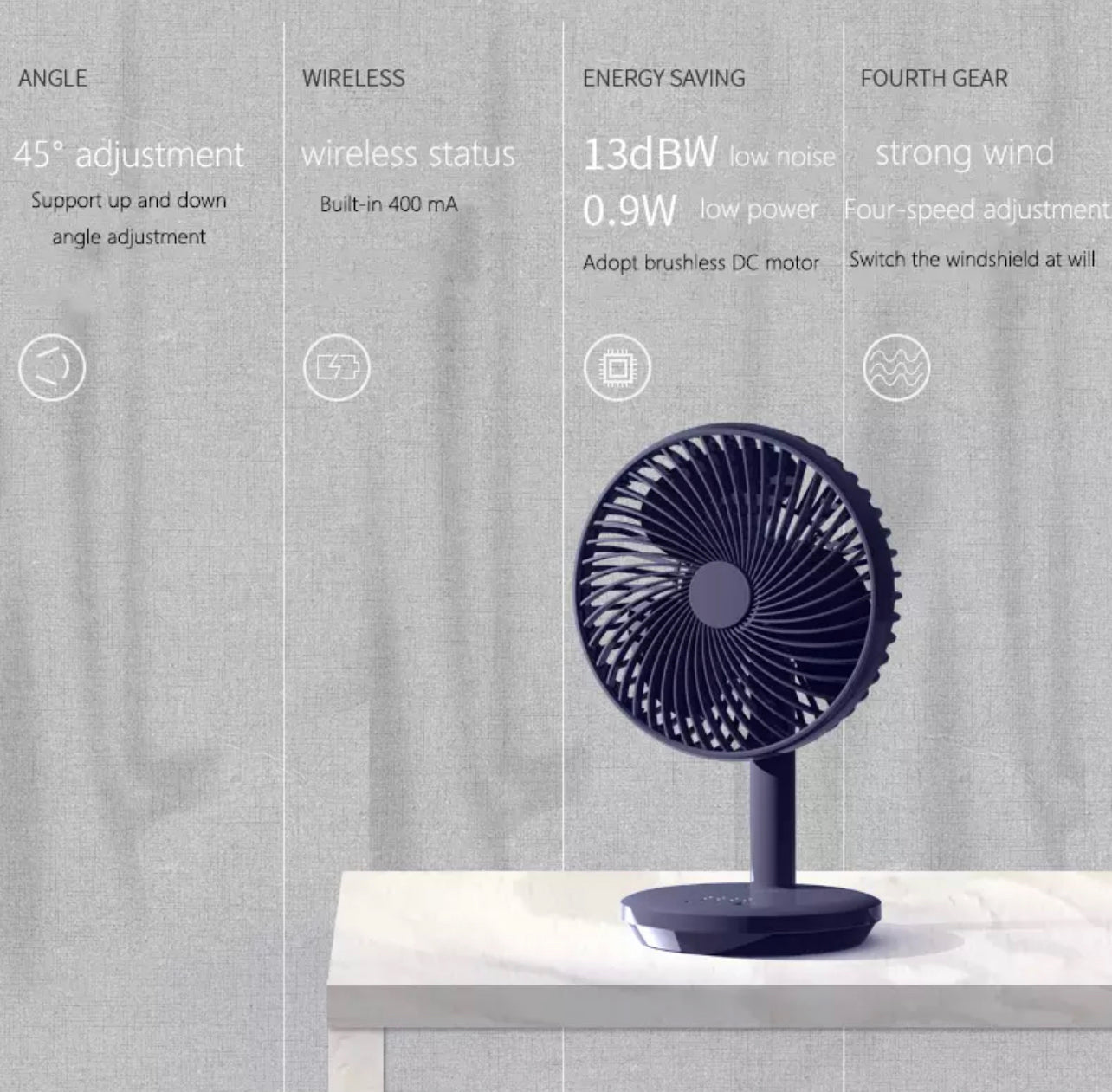 Wiederaufladbarer Mini USB Schreibtischventilator | Brehn
