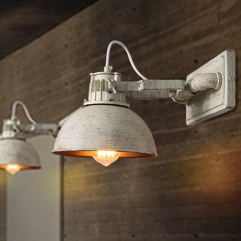 Dome Metall Wandmontage Wandleuchte Antiquitäten 1 Kopf Wohnzimmer Verstellbare Wandlicht Leuchte in Weiß mit Griff | Brehn