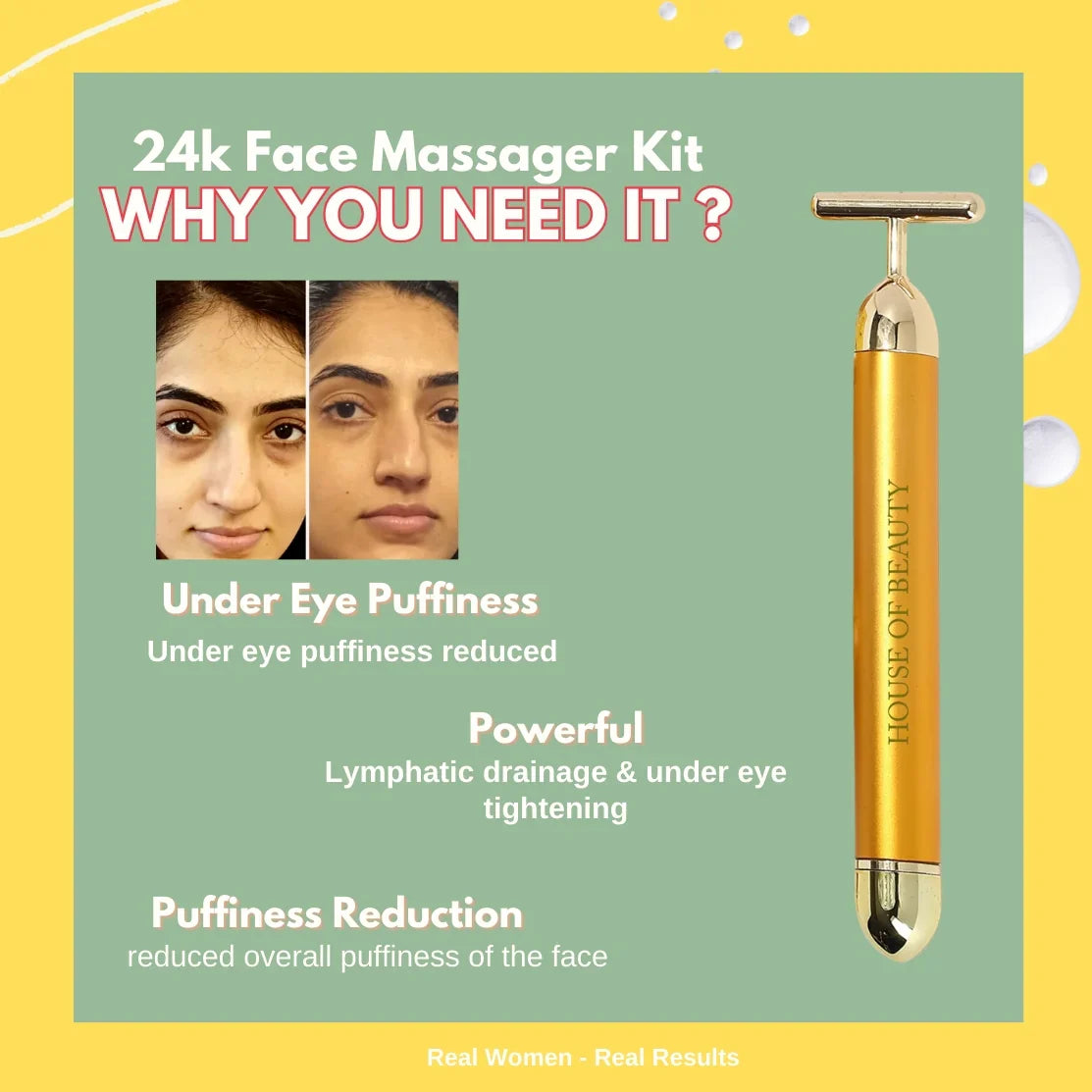 Brehn | GildedGlow Luxus Gesichtsmassage Roller | Beleben Sie Ihre Haut mit einem elektrischen Massagegerät mit 24K Gold für einen strahlenden Teint