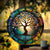 Wandbild mit Baummotiv aus Buntglas, hängend
