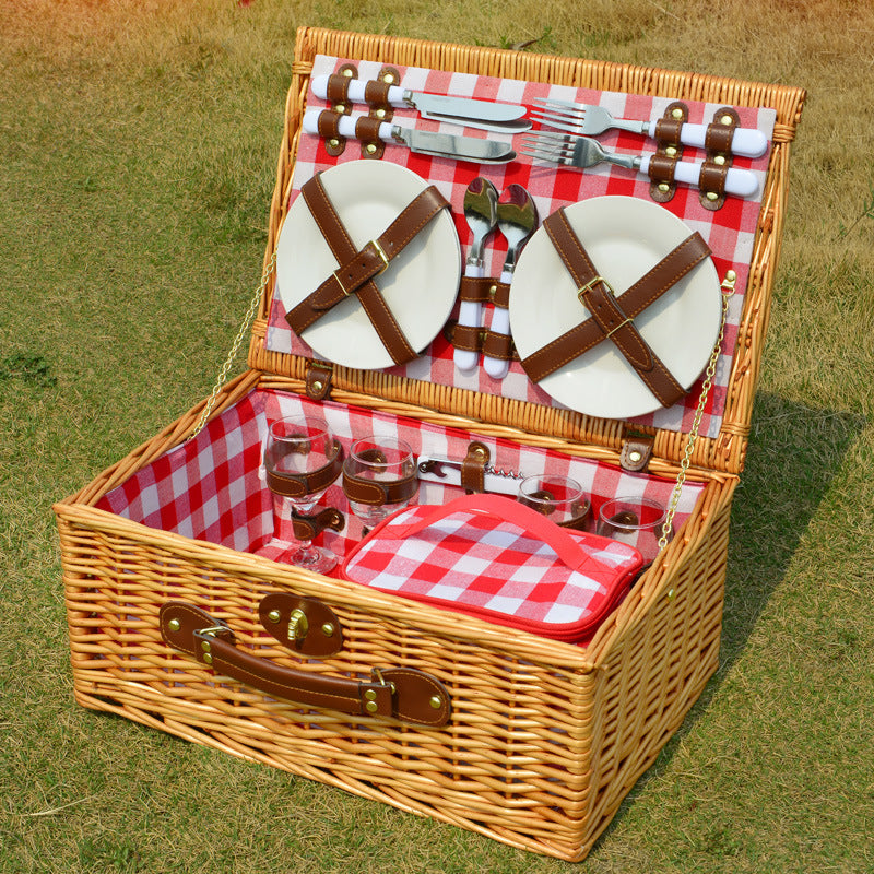 Damen Picknickkorb mit integriertem Geschirrset und stilvollen Accessoires Brehn