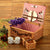 Damen Picknickkorb mit integriertem Geschirr-Set und stilvollem Blumenfutter Brehn
