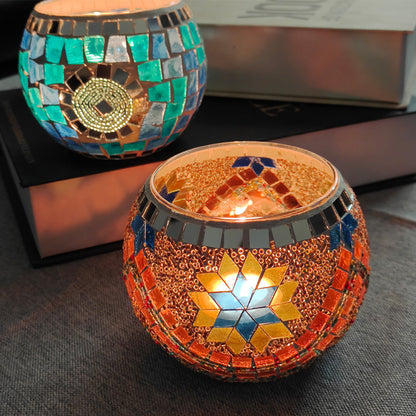 Europäischer Retro Glas Mosaik Teelichthalter