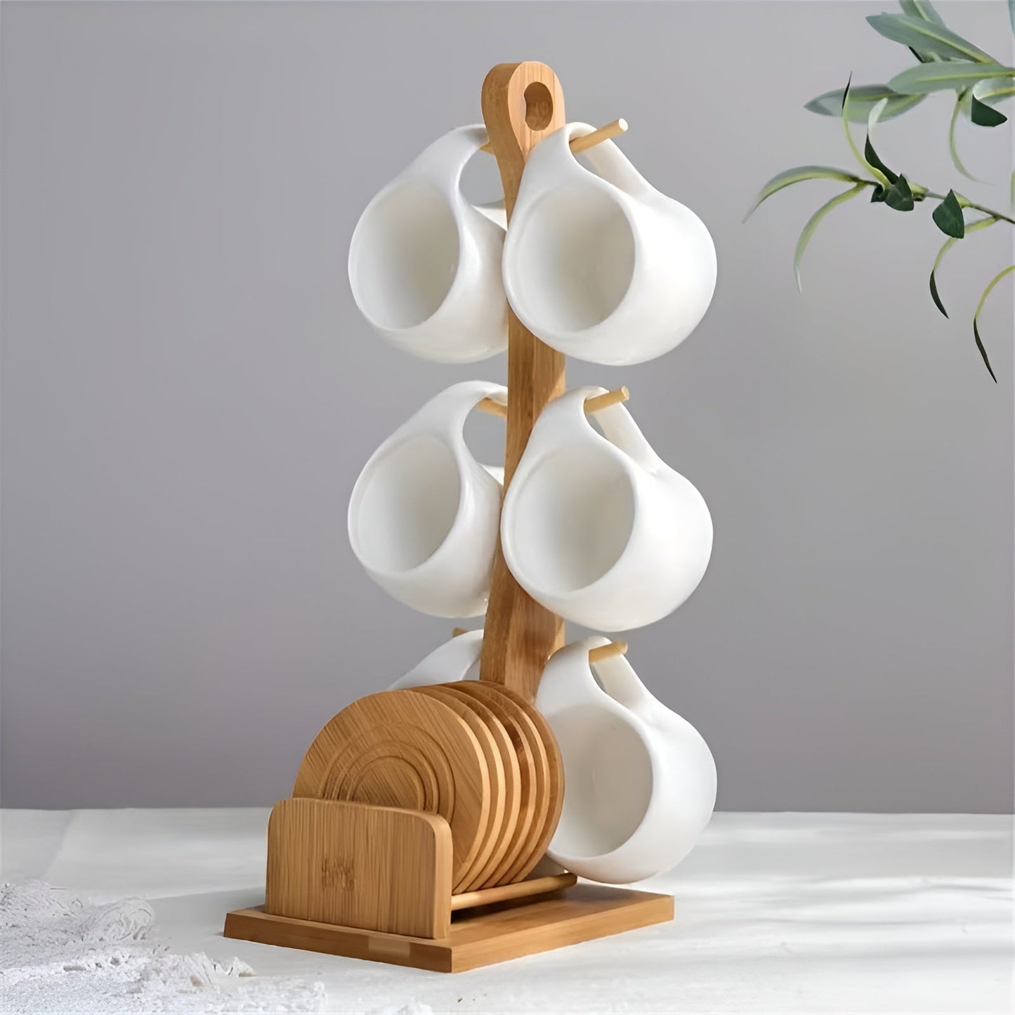 Keramik-Kaffeebecher-Set mit Untertasse und Ständer – Stilvoll und dekorativ | Perfekt für Café und Zuhause