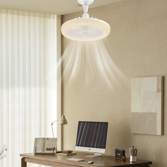 Energieeffizienter Deckenventilator mit LED-Beleuchtung und Fernbedienung | Passend für jede Lampenfassung