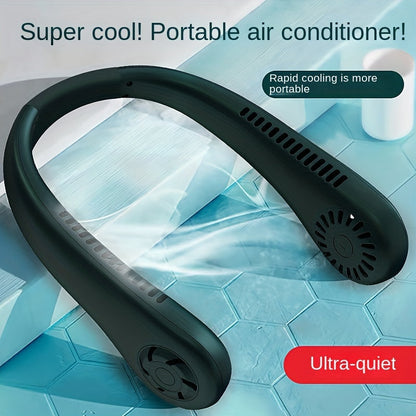 1pc Hände-frei Tragbarer Halsventilator - Wiederaufladbar, bladlos und USB-betrieben - Perfekt für Büro und Reisen | Brehn