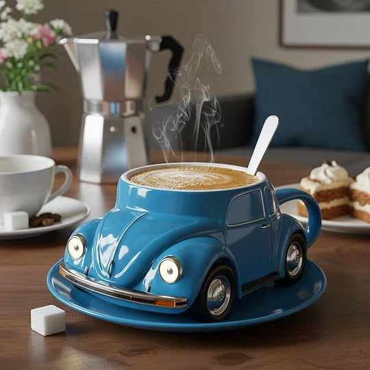 RetroAuto Keramiktasse – Einzigartiges 3D-Design für Kaffee & Tee | Brehn